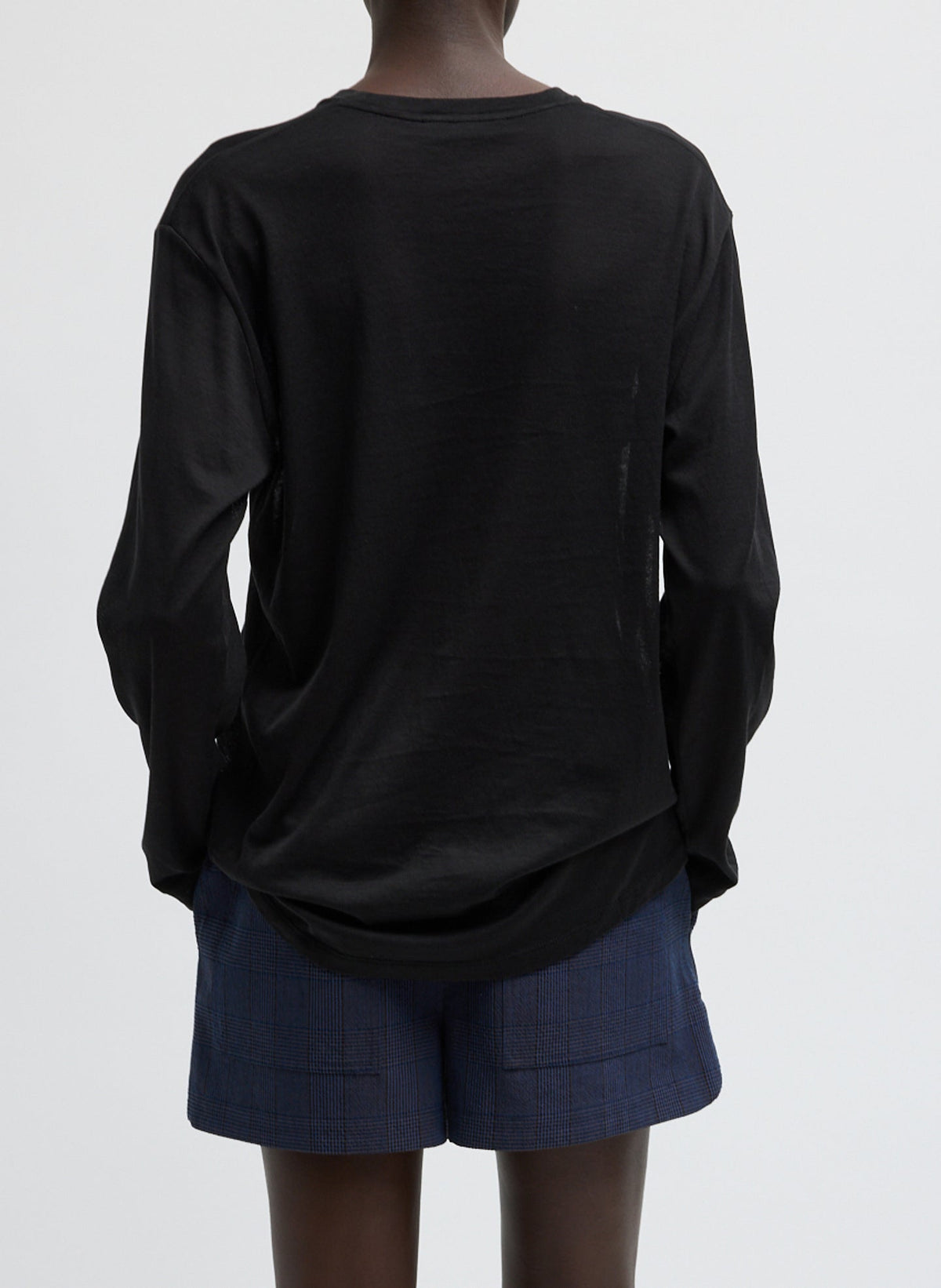 Sheer Crepe Knit Crewneck Unisex Long Sleeve T-Shirt | Tibi Customer Favorite