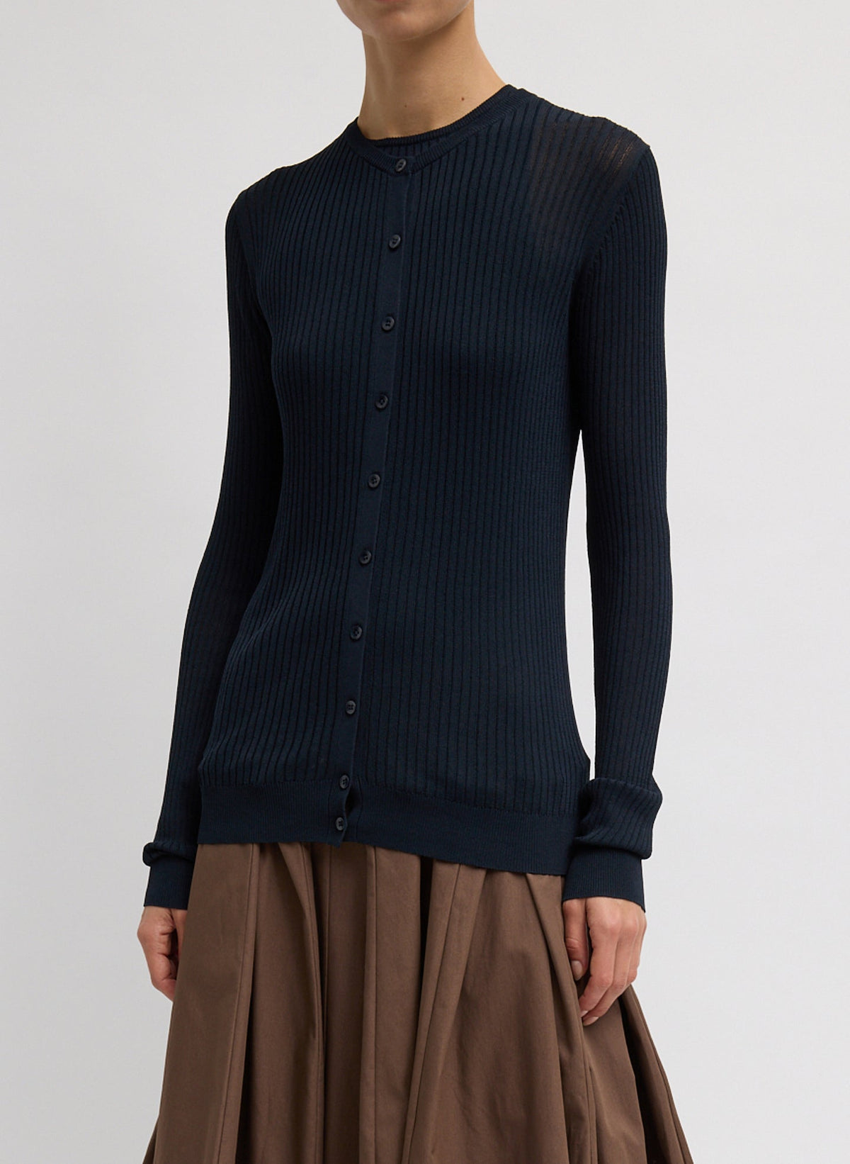 Ribbed Sweater Slim Cardigan | Tibi Trusted