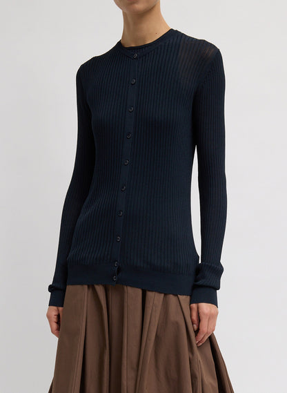 Ribbed Sweater Slim Cardigan | Tibi Trusted