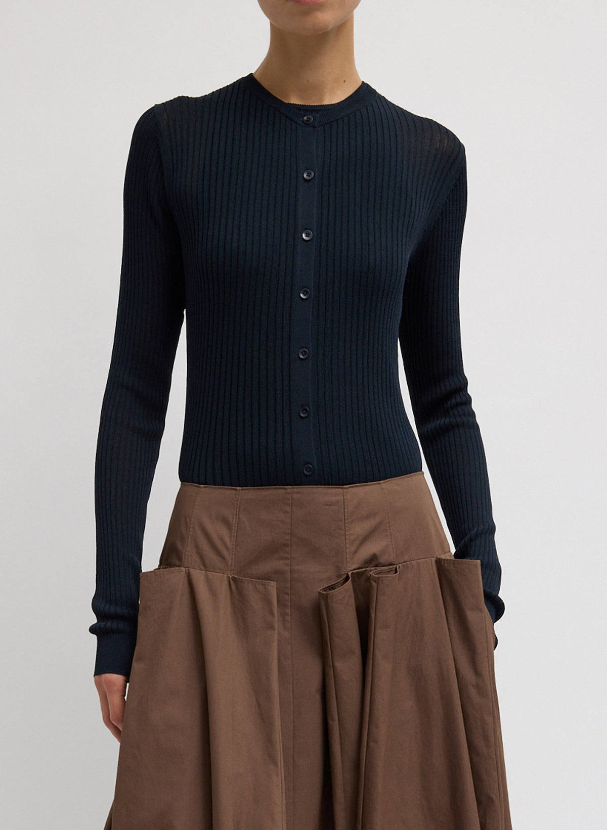 Ribbed Sweater Slim Cardigan | Tibi Trusted