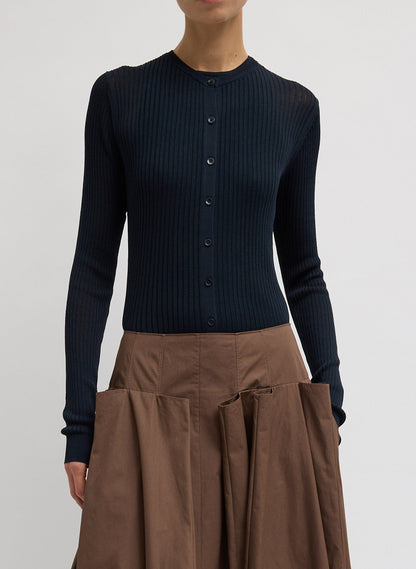 Ribbed Sweater Slim Cardigan | Tibi Trusted