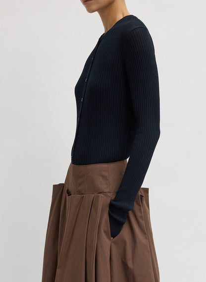 Ribbed Sweater Slim Cardigan | Tibi Trusted