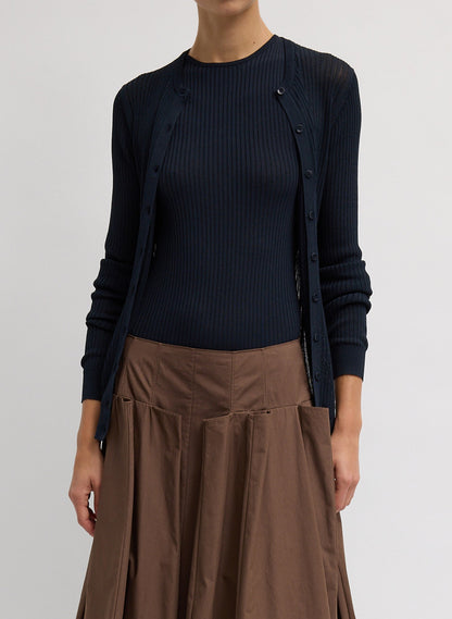 Ribbed Sweater Slim Cardigan | Tibi Trusted