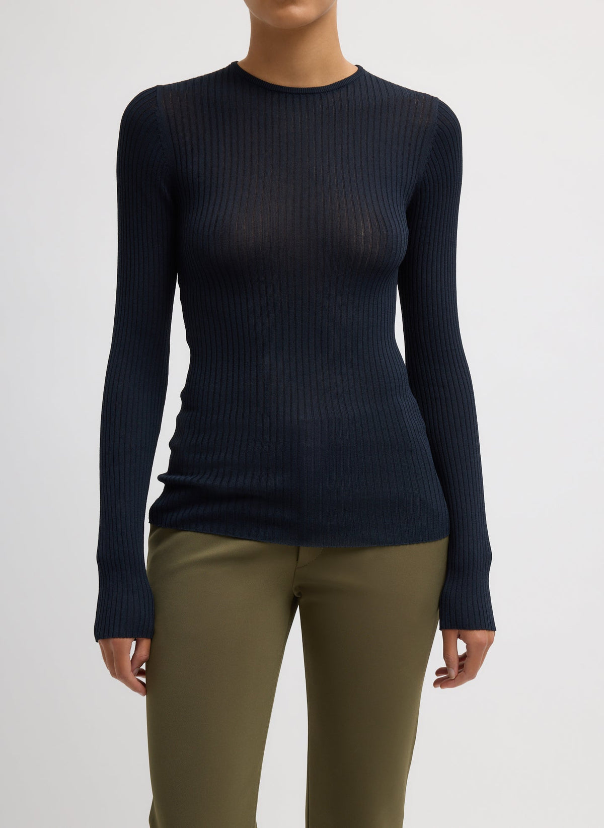 Ribbed Sweater Crewneck Pullover | Tibi Discount