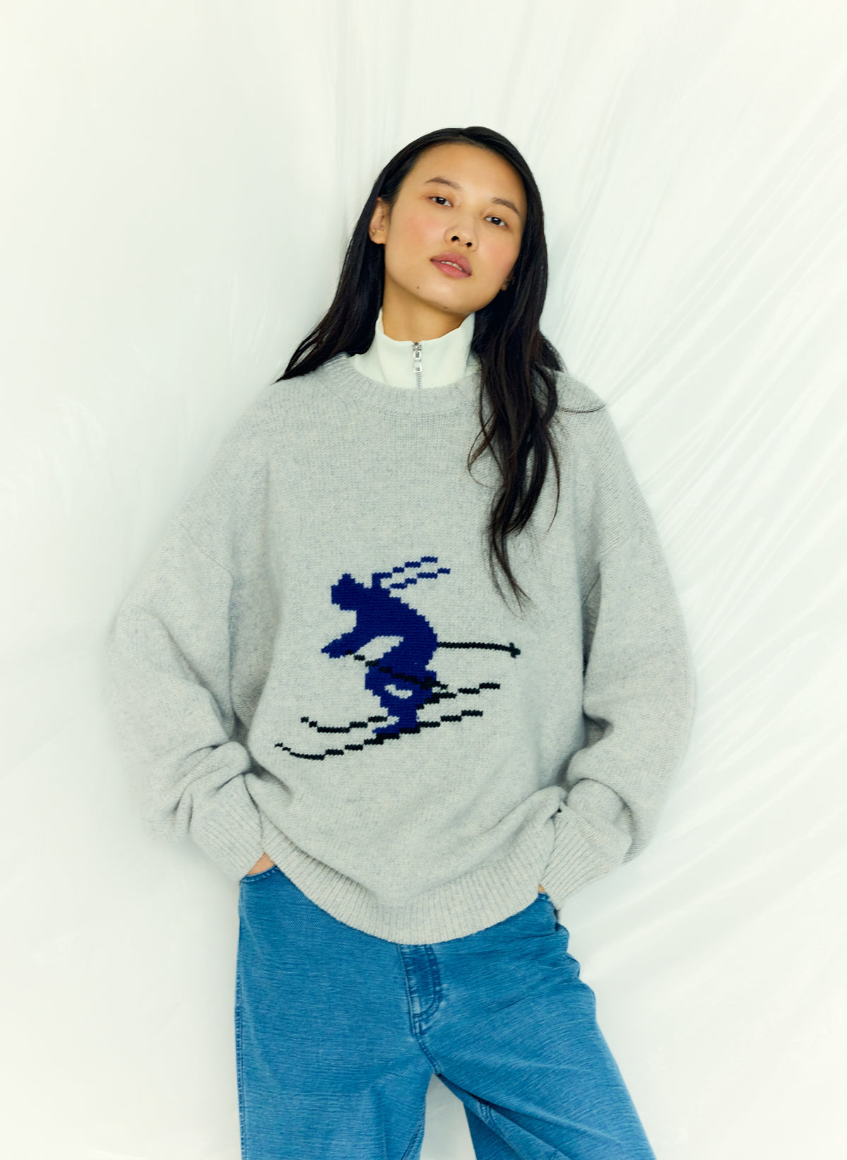 Soft Wool Ski Easy Pullover Crewneck Sweater | Tibi Recommended