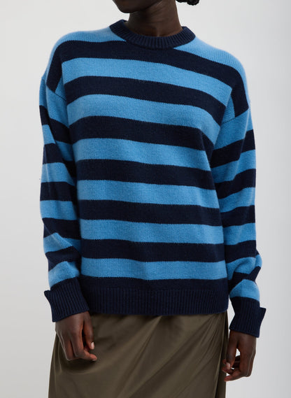 Striped Cashmere Crewneck Easy Pullover | Tibi Popular