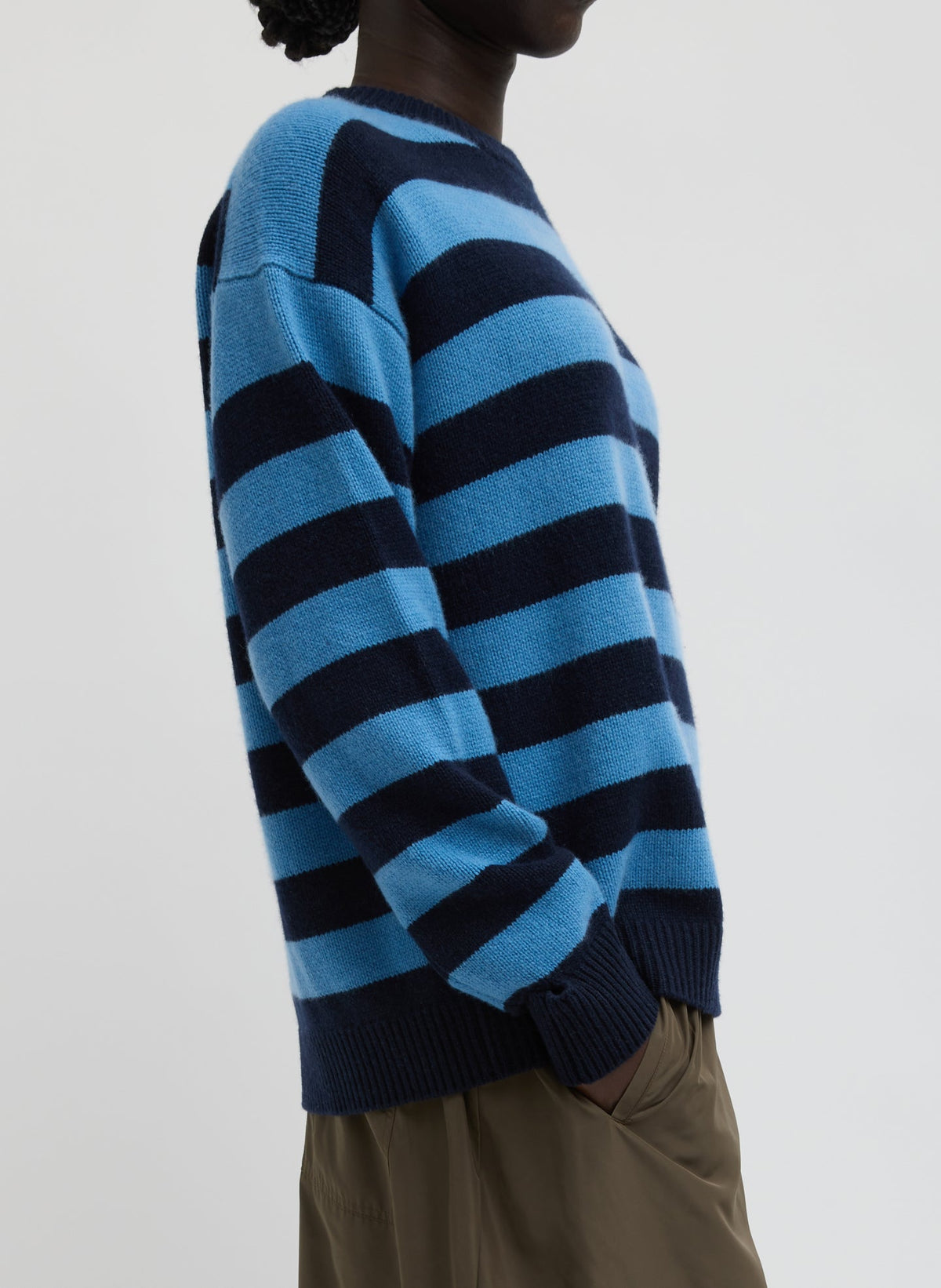 Striped Cashmere Crewneck Easy Pullover | Tibi Popular