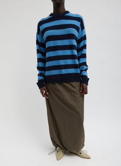 Striped Cashmere Crewneck Easy Pullover | Tibi Popular