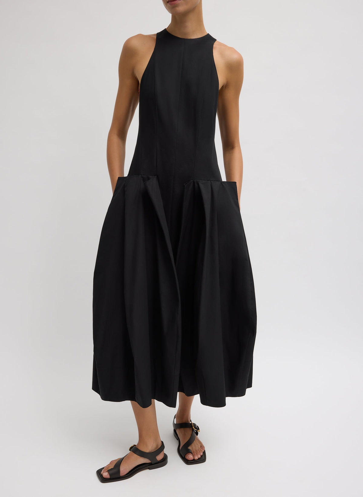 Compact Eco Poplin Pinched Pleat Dress | Tibi Best Price