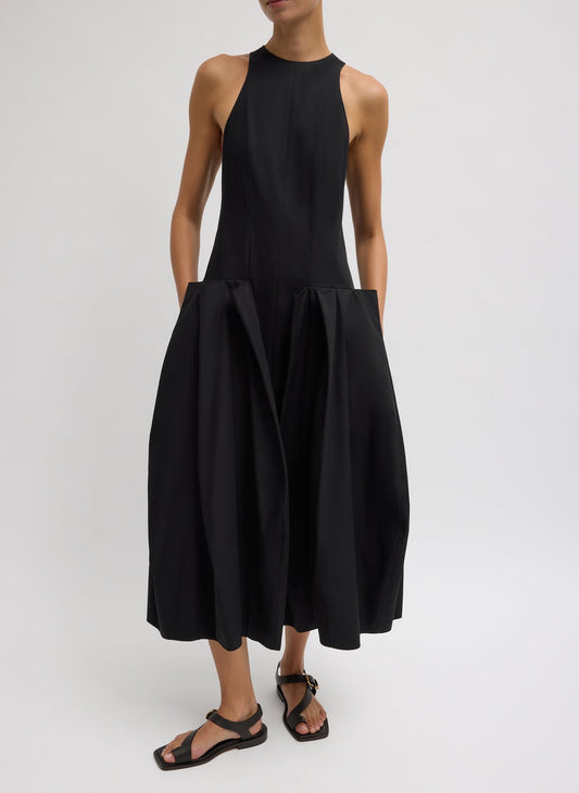 Compact Eco Poplin Pinched Pleat Dress | Tibi Best Price