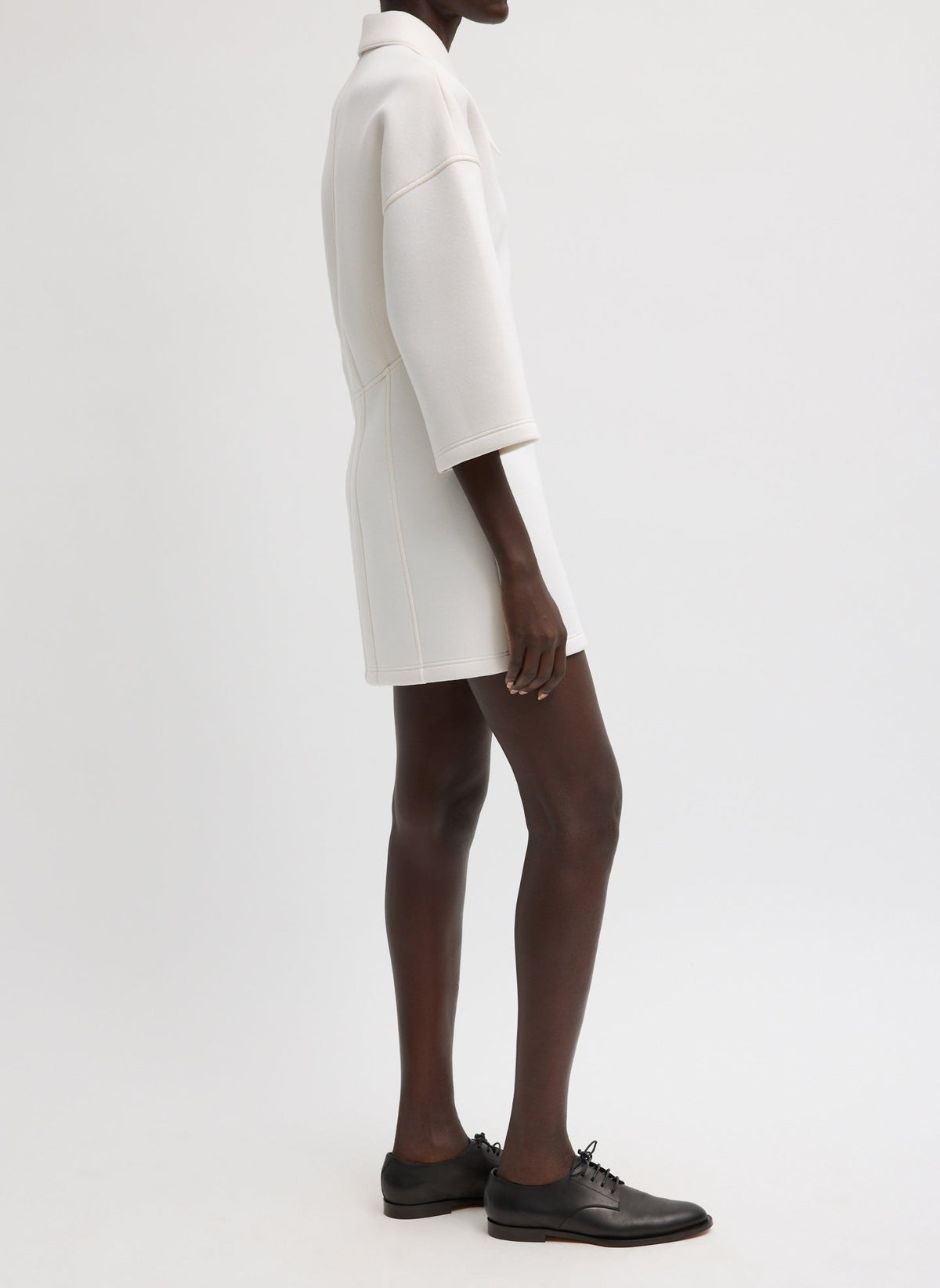 Bonded Viscose Zip Front Short Sleeve Slim Tunic | Tibi Classic