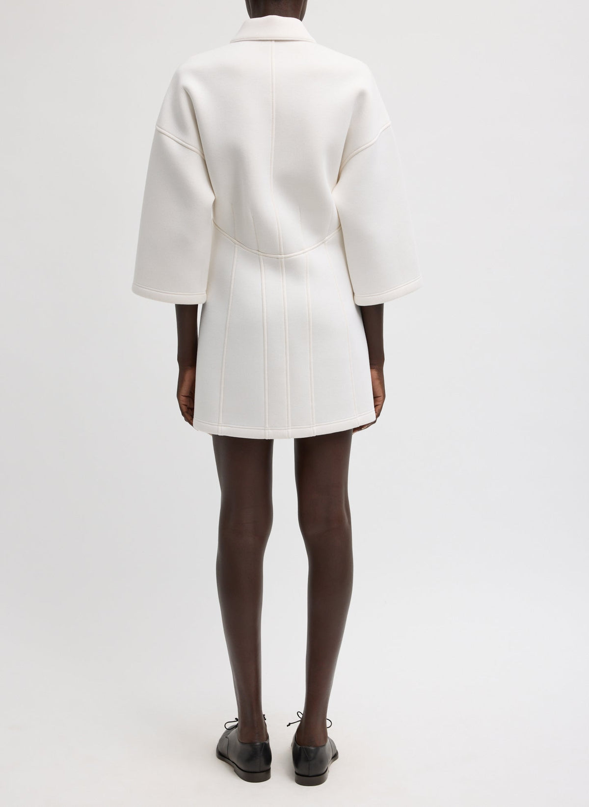 Bonded Viscose Zip Front Short Sleeve Slim Tunic | Tibi Classic