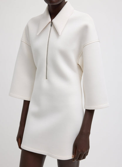 Bonded Viscose Zip Front Short Sleeve Slim Tunic | Tibi Classic