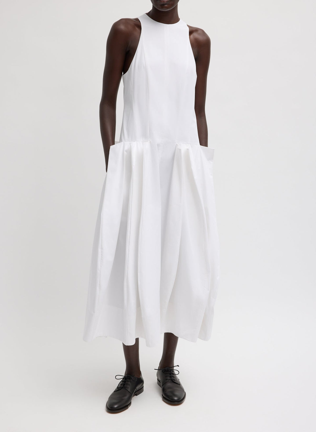 Compact Eco Poplin Pinched Pleat Dress | Tibi Popular