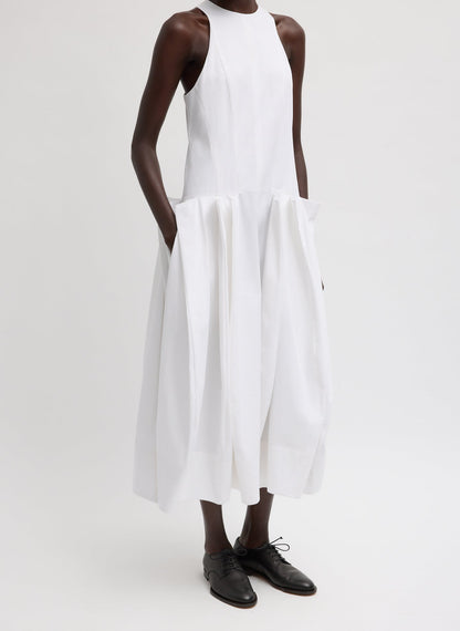 Compact Eco Poplin Pinched Pleat Dress | Tibi Popular