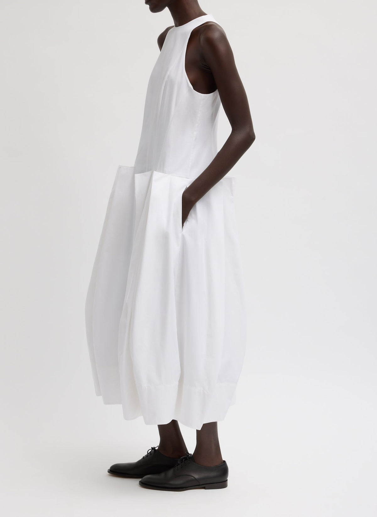 Compact Eco Poplin Pinched Pleat Dress | Tibi Popular