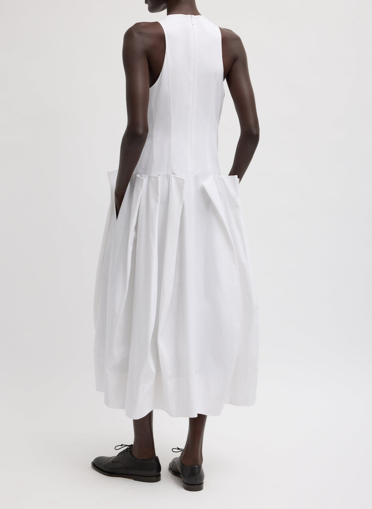 Compact Eco Poplin Pinched Pleat Dress | Tibi Popular