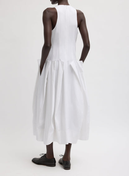Compact Eco Poplin Pinched Pleat Dress | Tibi Popular