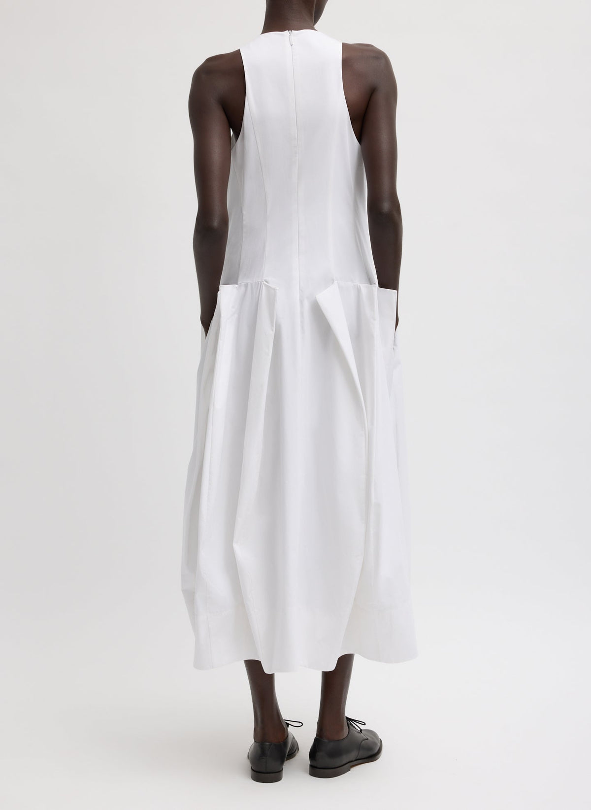 Compact Eco Poplin Pinched Pleat Dress | Tibi Popular