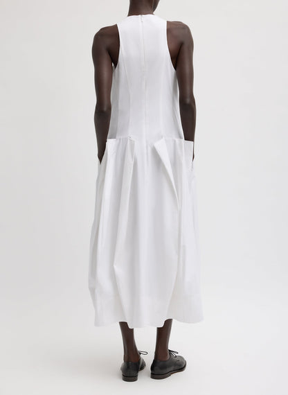 Compact Eco Poplin Pinched Pleat Dress | Tibi Popular