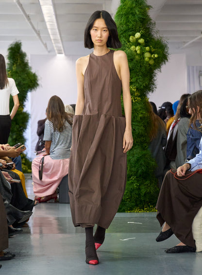 Compact Eco Poplin Pinched Pleat Dress | Tibi Popular