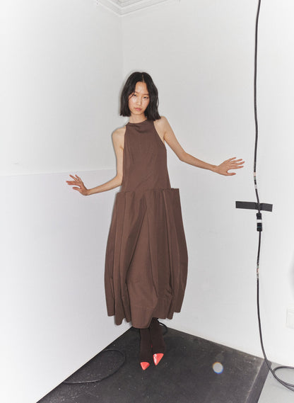 Compact Eco Poplin Pinched Pleat Dress | Tibi Popular