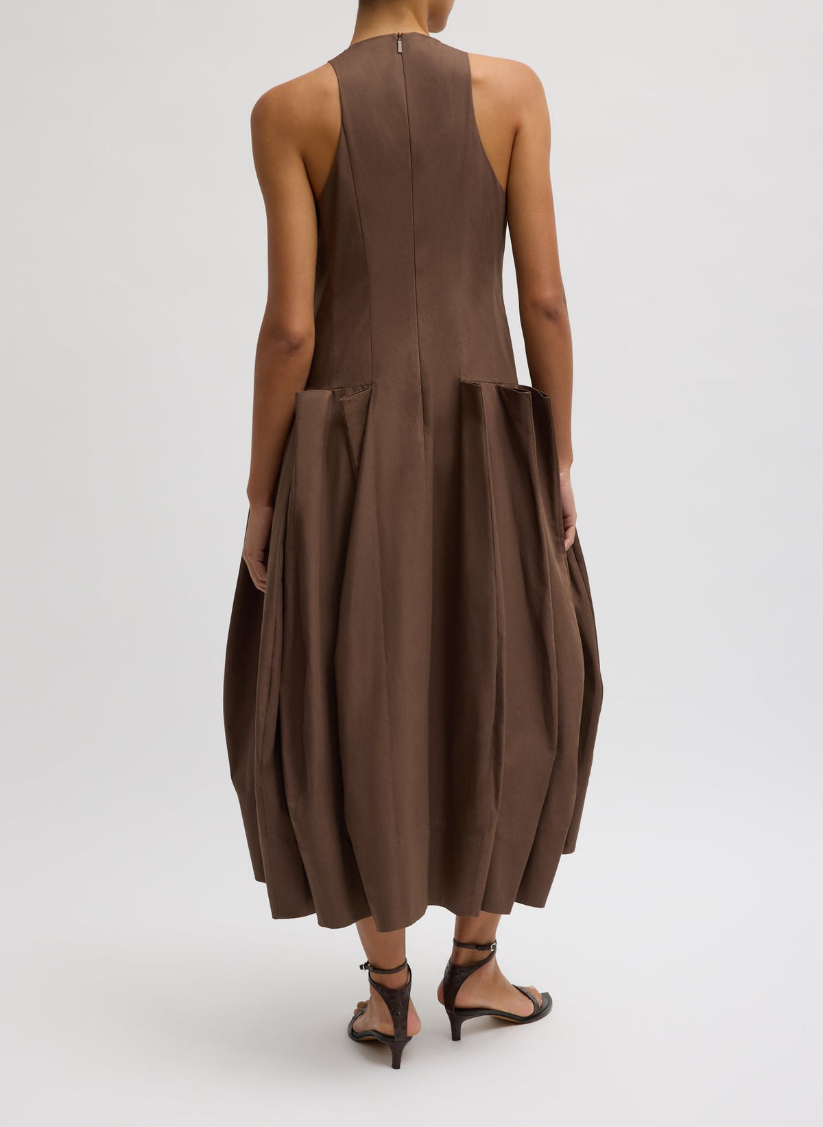 Compact Eco Poplin Pinched Pleat Dress | Tibi Popular