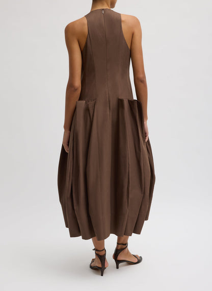 Compact Eco Poplin Pinched Pleat Dress | Tibi Popular