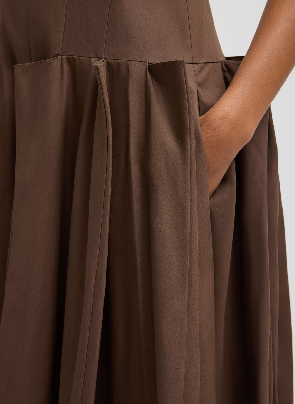 Compact Eco Poplin Pinched Pleat Dress | Tibi Popular