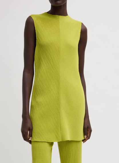 Viscose Plisse Sleeveless Bias Short Tunic Dress | Tibi Classic