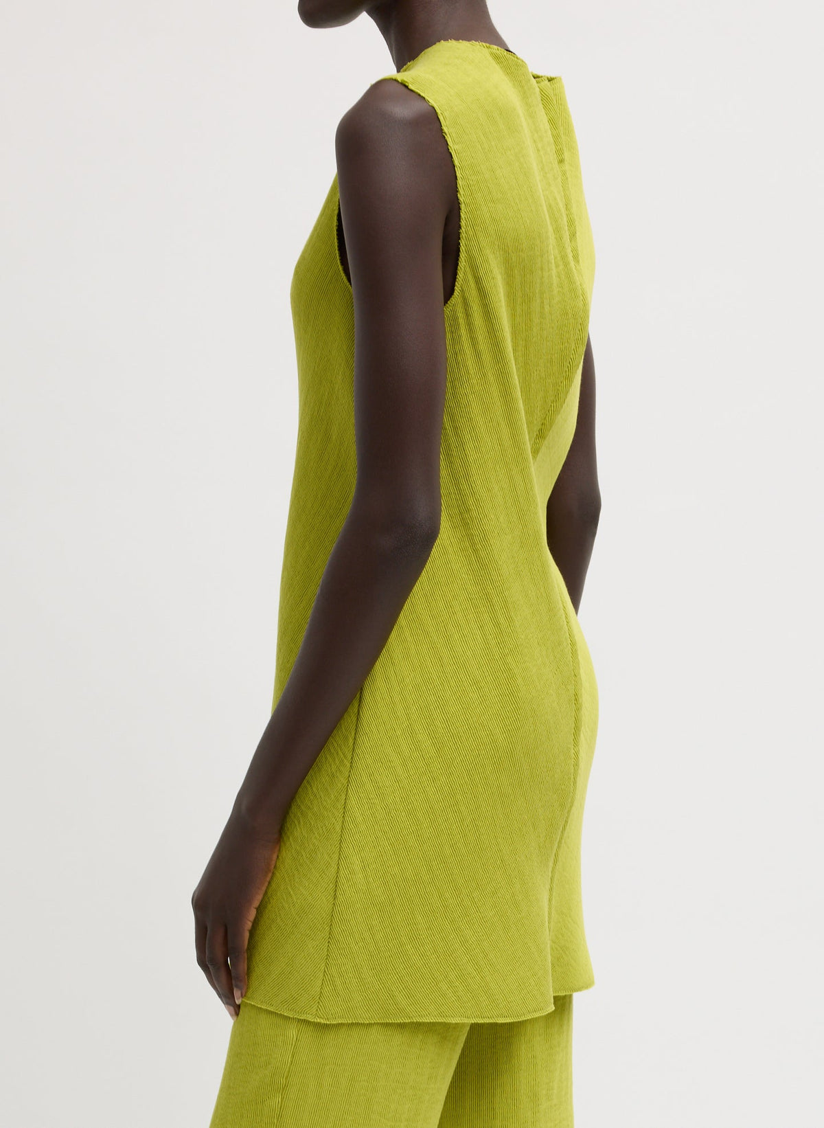 Viscose Plisse Sleeveless Bias Short Tunic Dress | Tibi Classic
