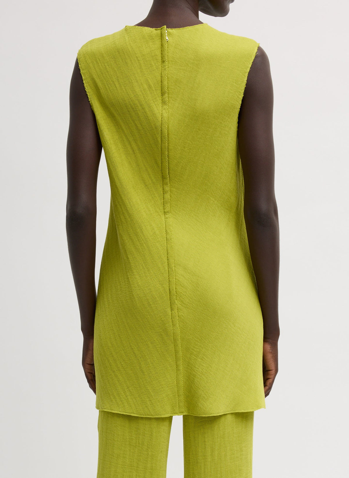 Viscose Plisse Sleeveless Bias Short Tunic Dress | Tibi Classic