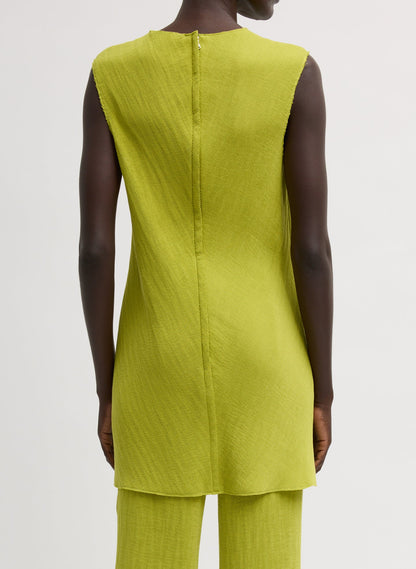Viscose Plisse Sleeveless Bias Short Tunic Dress | Tibi Classic