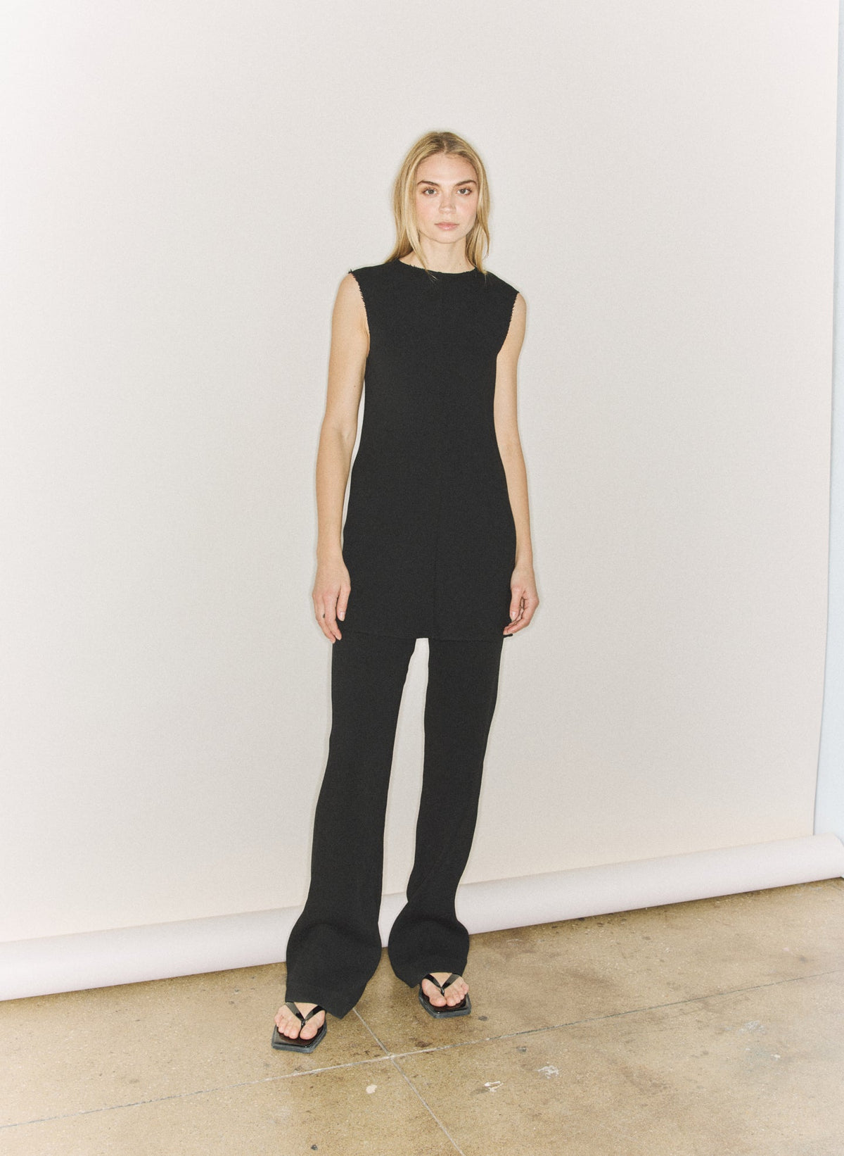 Viscose Plisse Sleeveless Bias Short Tunic Dress | Tibi Signature