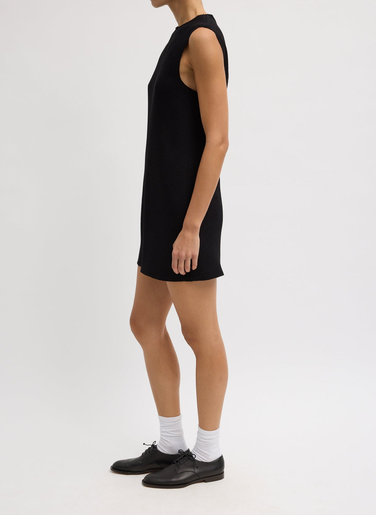 Viscose Plisse Sleeveless Bias Short Tunic Dress | Tibi Signature