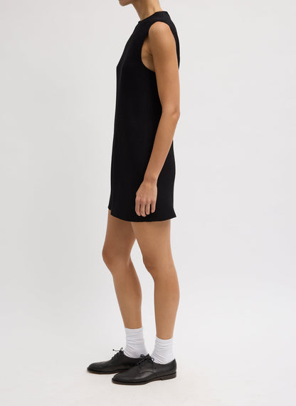 Viscose Plisse Sleeveless Bias Short Tunic Dress | Tibi Signature