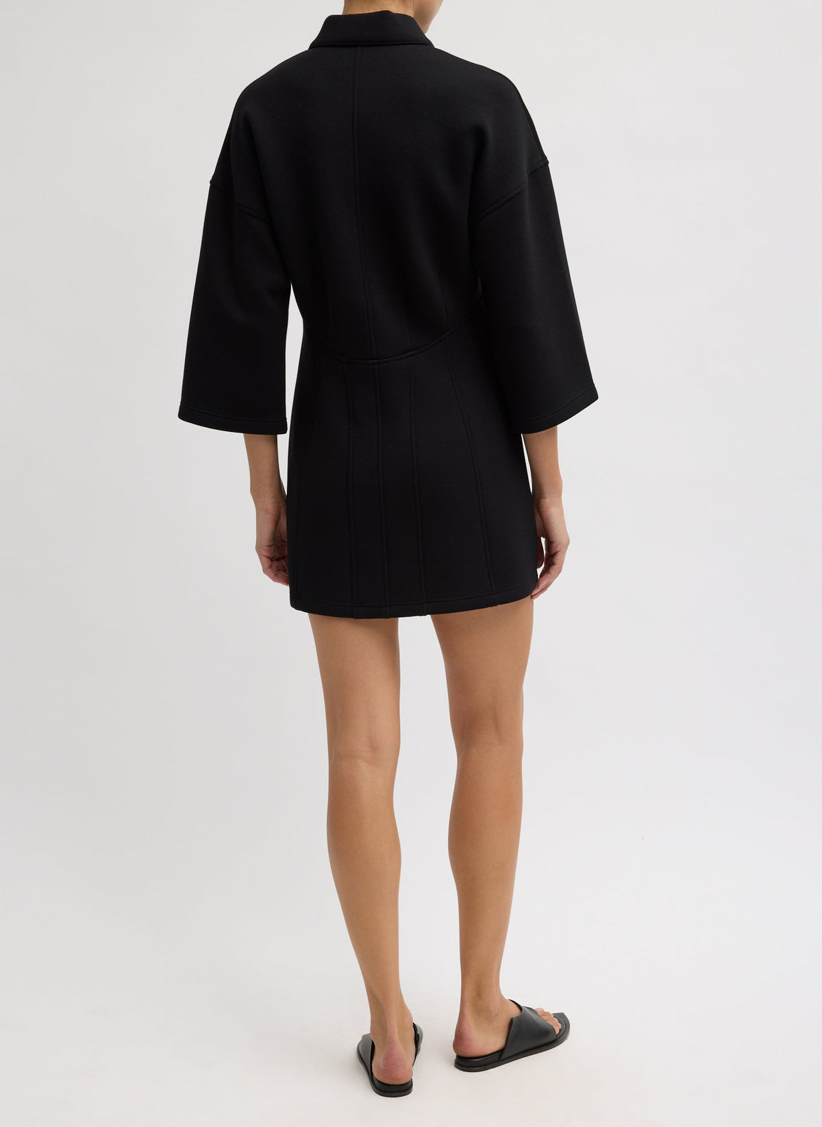 Bonded Viscose Zip Front Short Sleeve Slim Tunic | Tibi New