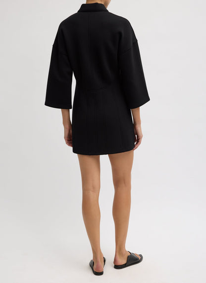Bonded Viscose Zip Front Short Sleeve Slim Tunic | Tibi New