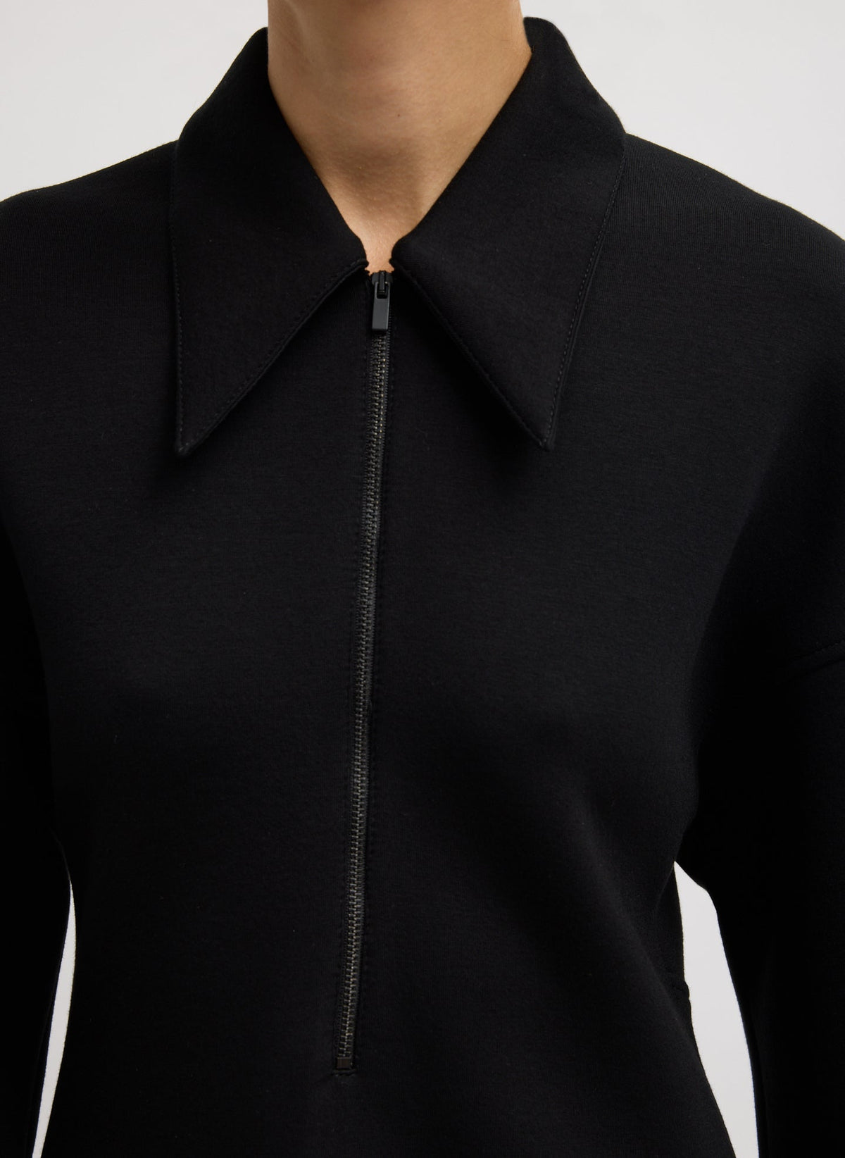 Bonded Viscose Zip Front Short Sleeve Slim Tunic | Tibi New