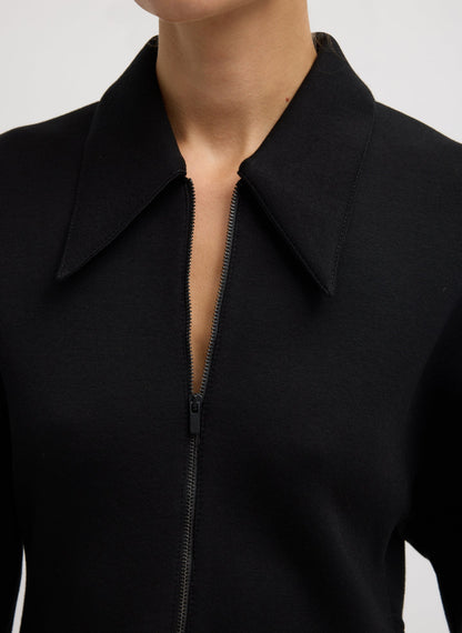 Bonded Viscose Zip Front Short Sleeve Slim Tunic | Tibi New