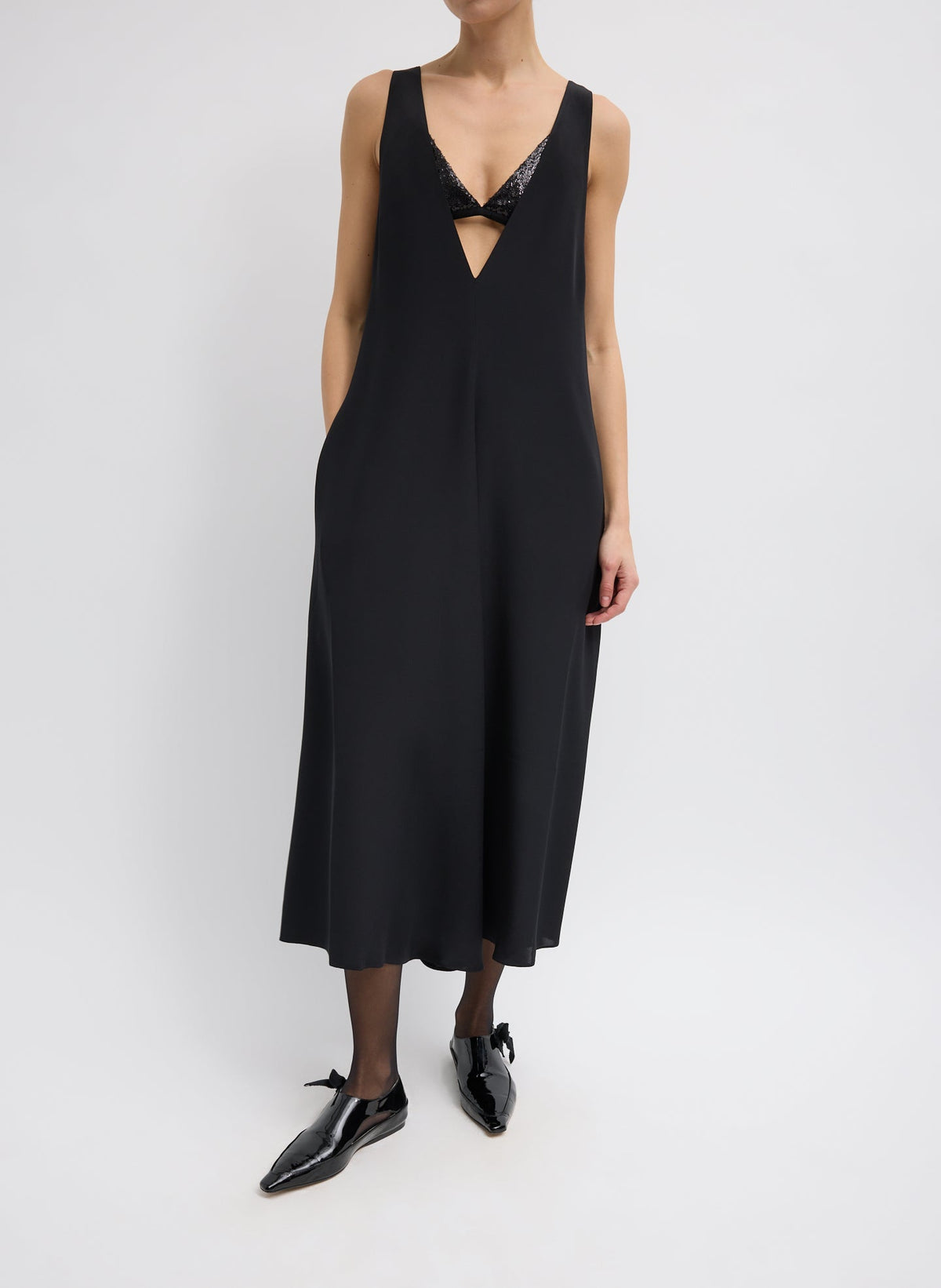 4-Ply Silk V-Neck Dress With Bra | Tibi Top Pick