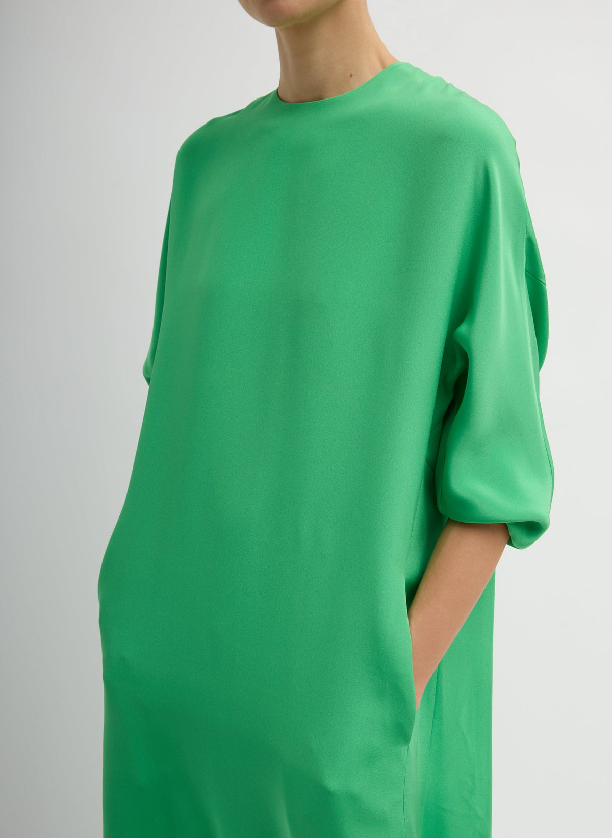 4-Ply Silk Long Sleeve Cocoon Dress | Tibi Trending