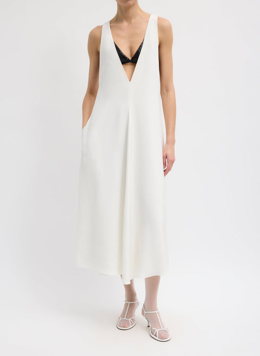 4-Ply Silk V-Neck Dress With Bra | Tibi Quality