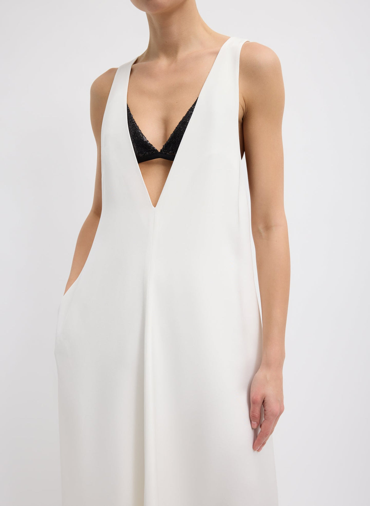 4-Ply Silk V-Neck Dress With Bra | Tibi Quality