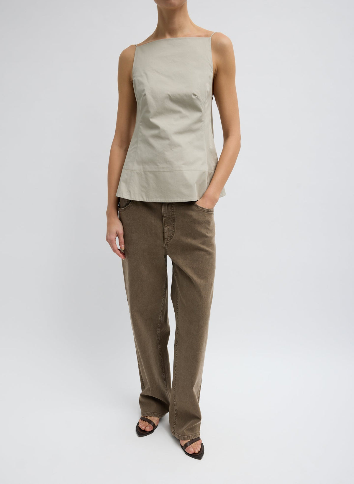 Eco Poplin Strappy Open Back Top | Tibi Hot Sale