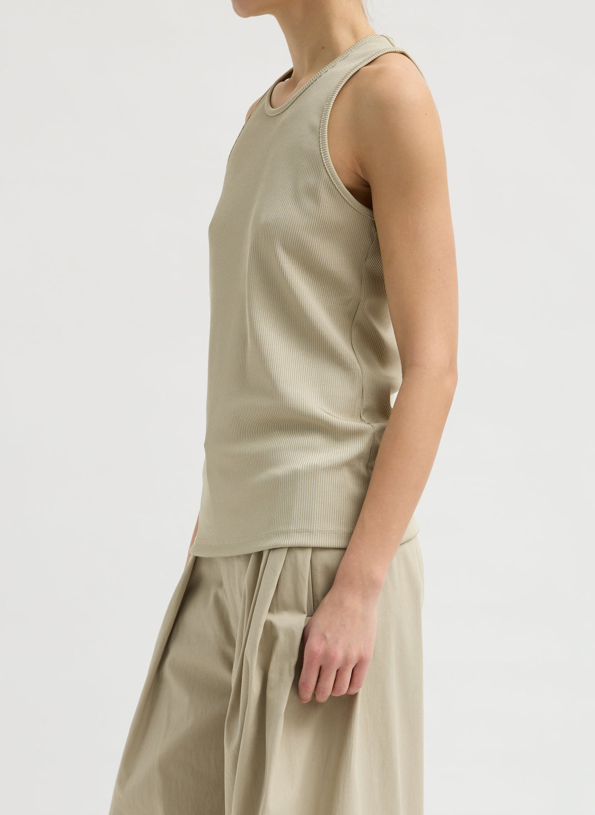 Stretch Luxe Ribbed Tank Top | Tibi Best Seller