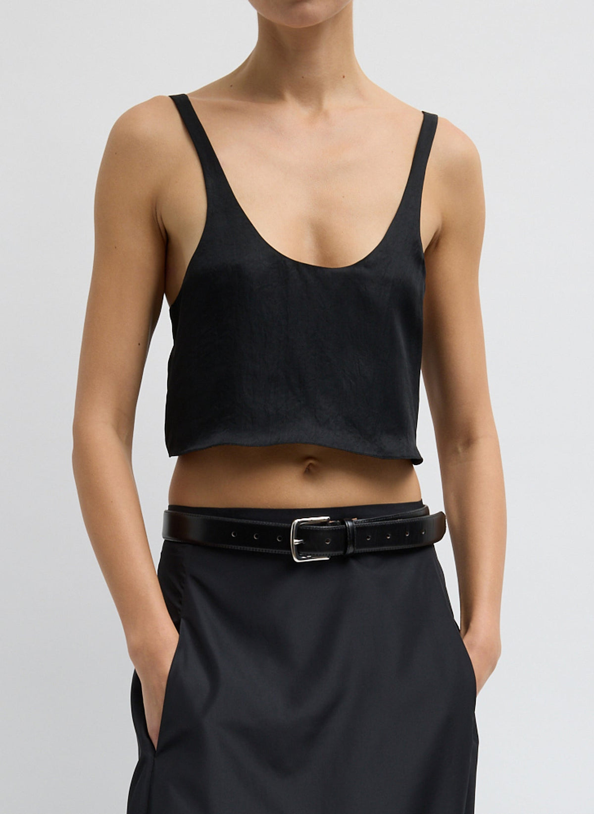Summer Acetate Crinkle Cropped Tank | Tibi Trusted
