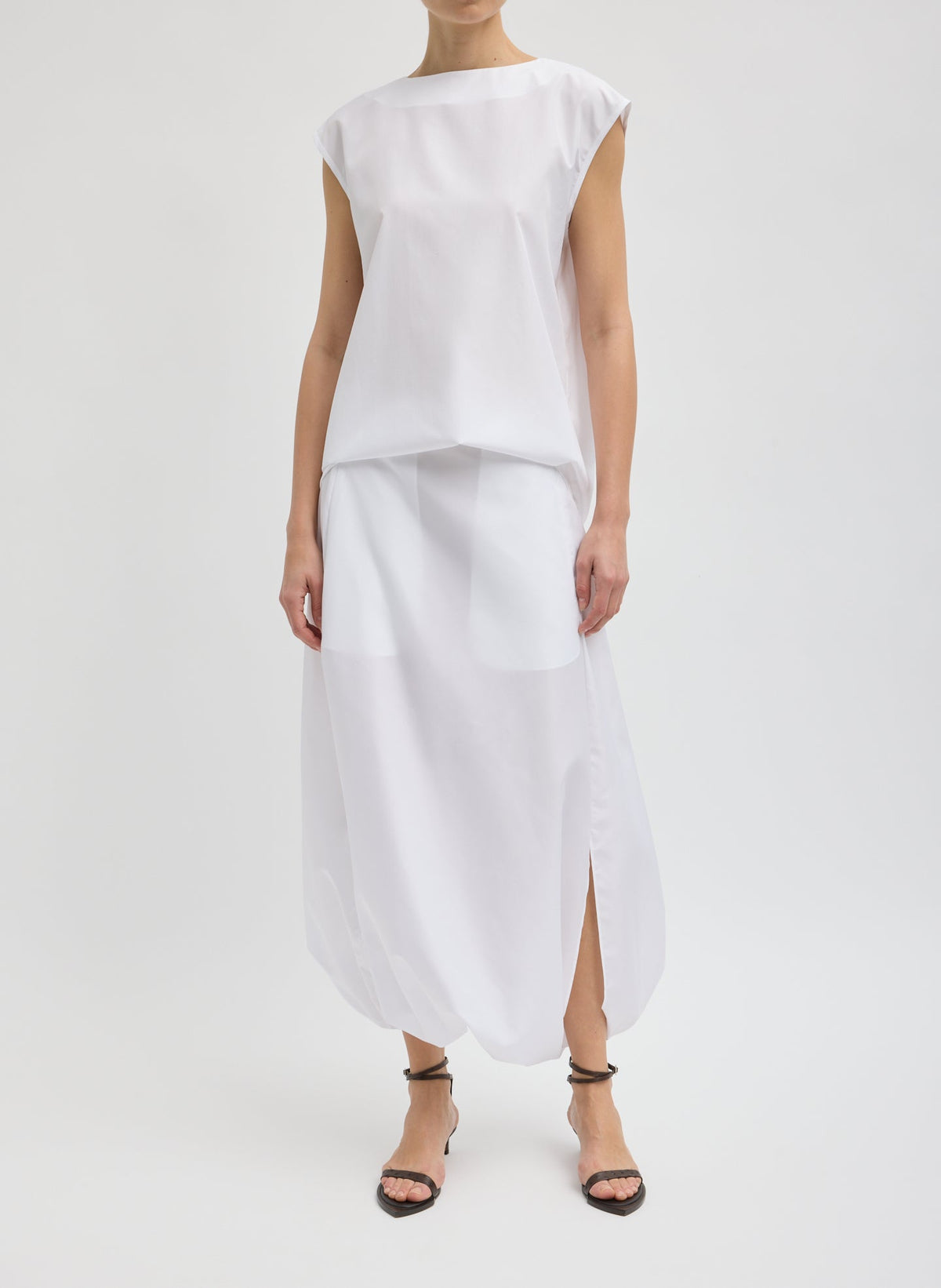 Summer Nylon Sleeveless Cocoon Top | Tibi Featured