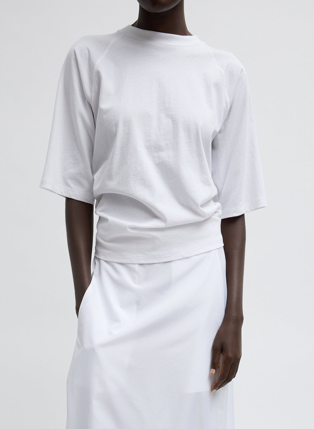 Short Sleeve T-Shirt With Shirred Back | Tibi Premium