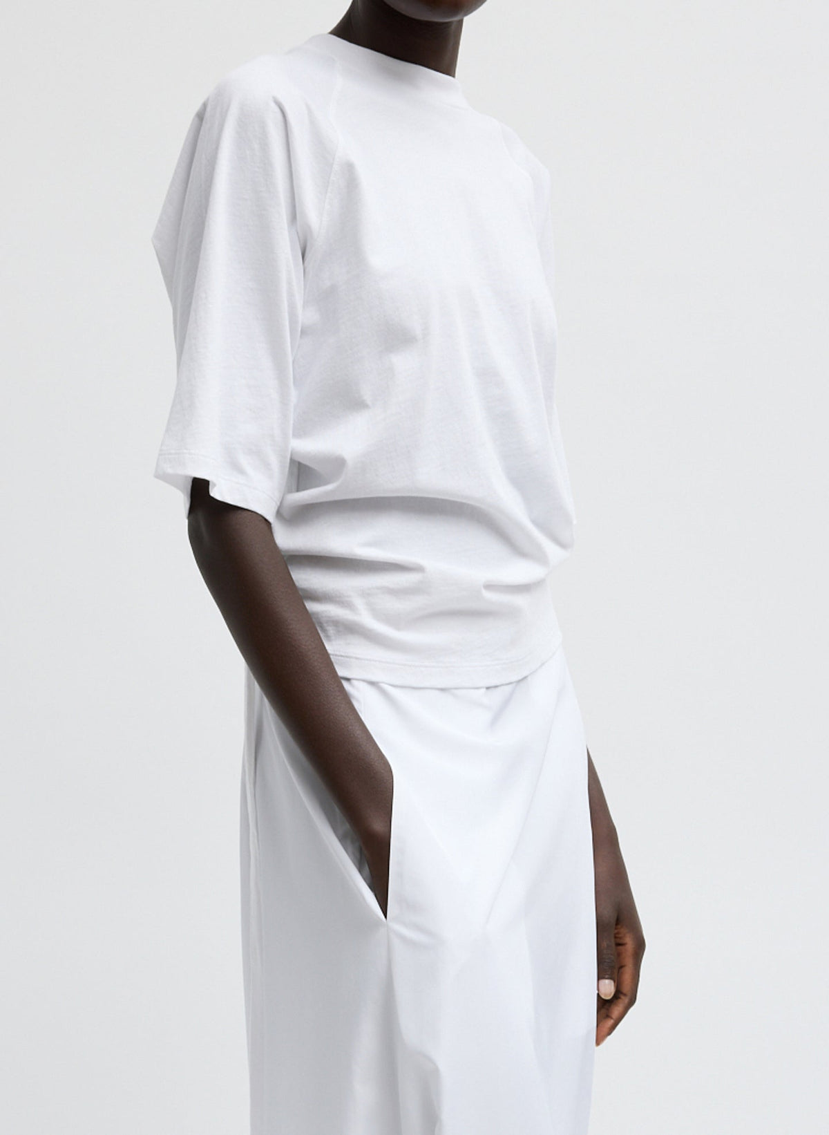 Short Sleeve T-Shirt With Shirred Back | Tibi Premium